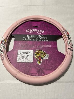 Ed Hardy skull design pink black Steering Wheel Cover BNWT